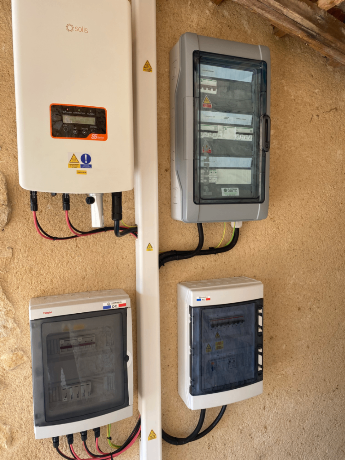 Onduleur et coffrets Solis installés